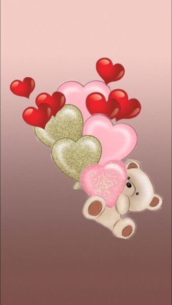 hình ảnh bóng bay trái tim và gấu bông cho ngày lễ tình yêu