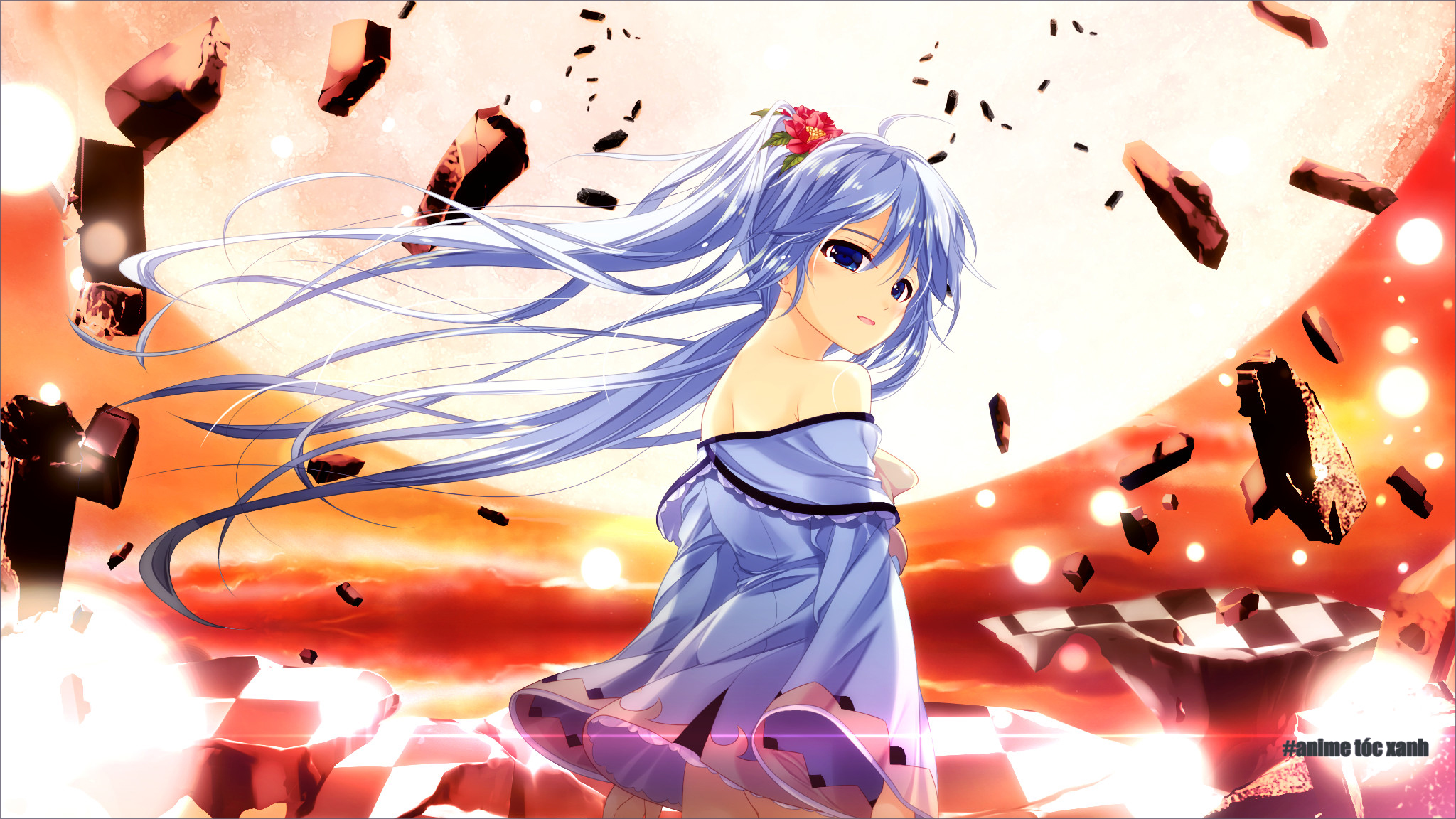Hình ảnh đẹp của nhân vật Anime có tóc màu xanh