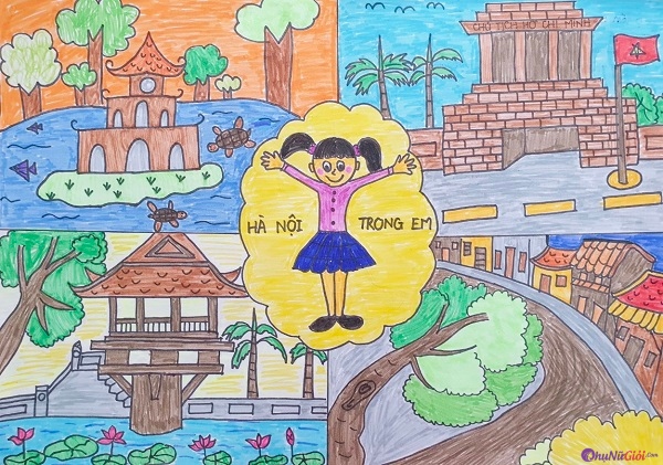 Vẽ tranh Hà Nội trong em của học sinh
