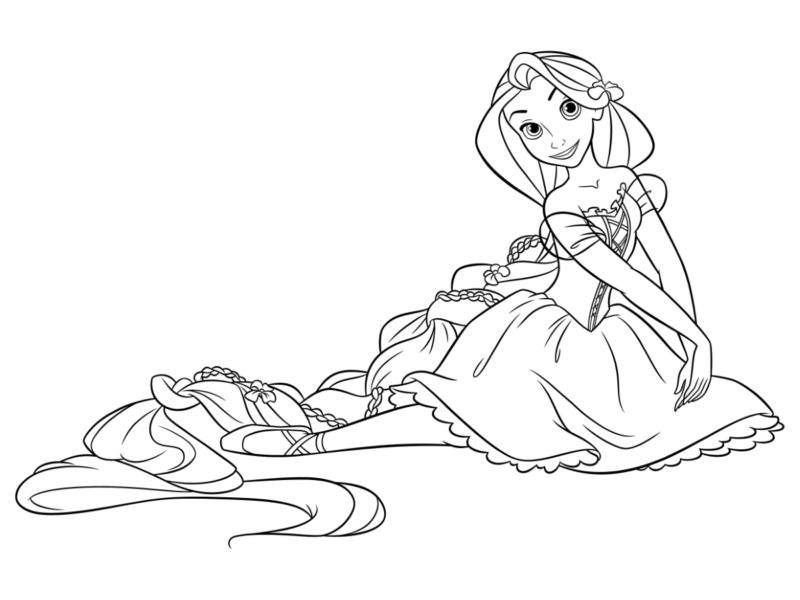 Hình ảnh công chúa tóc mây cho bé tập tô