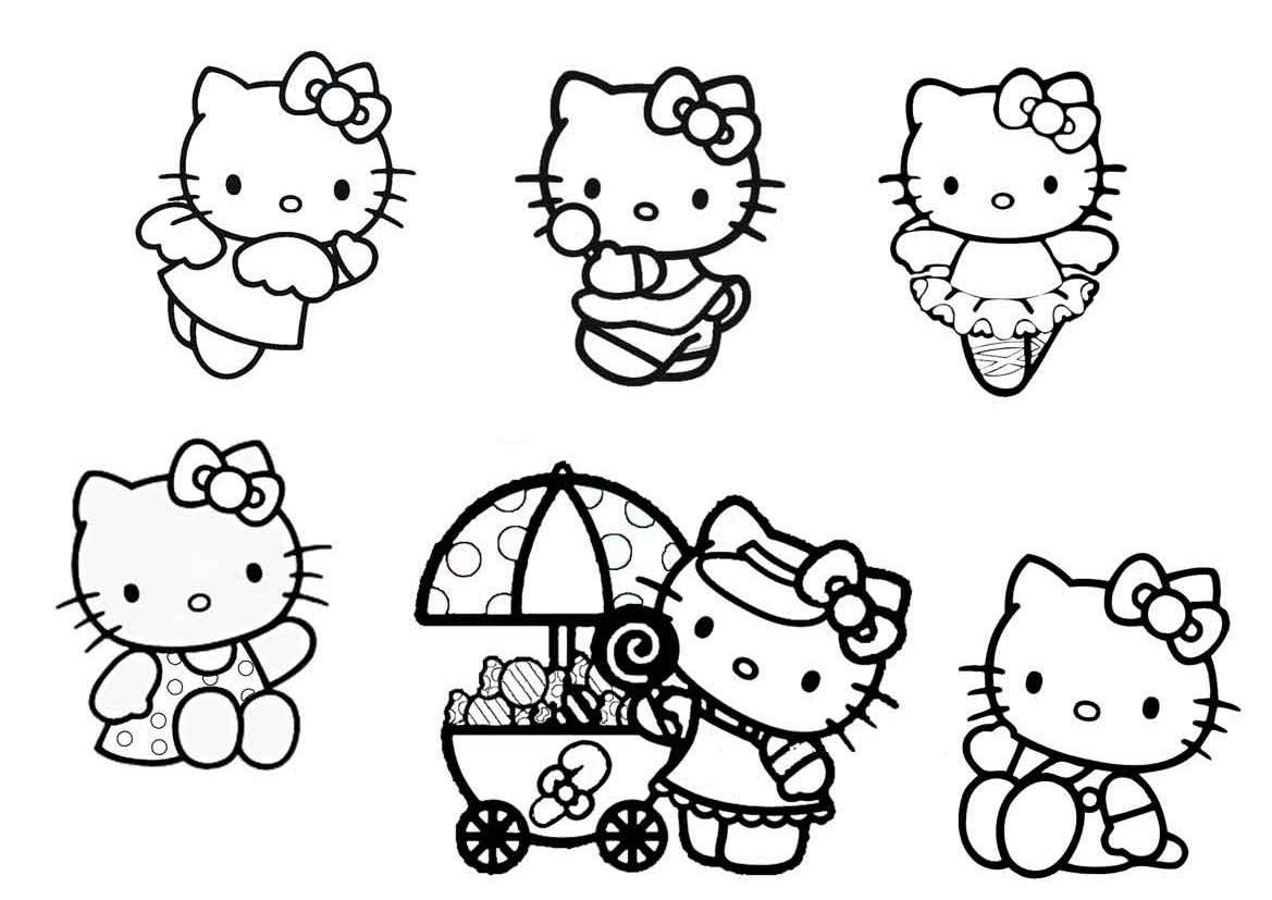 Tô màu Hello Kitty và Cầu Vồng  Trang Tô Màu Cho Bé