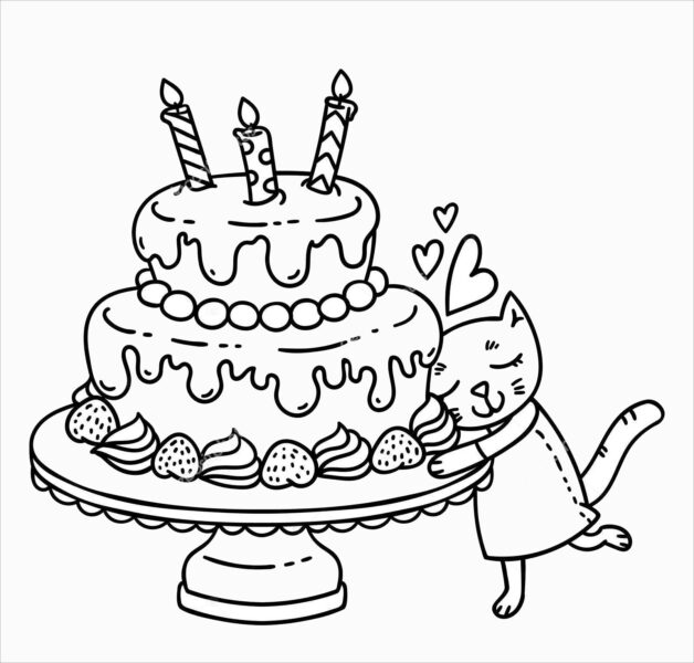 Hình mẫu bánh sinh nhật cho bé tô màu
