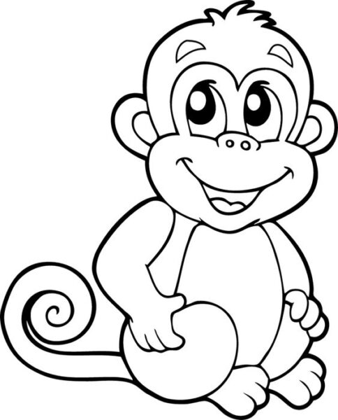 hình tập tô con khỉ dễ thương cho bé 5 tuổi