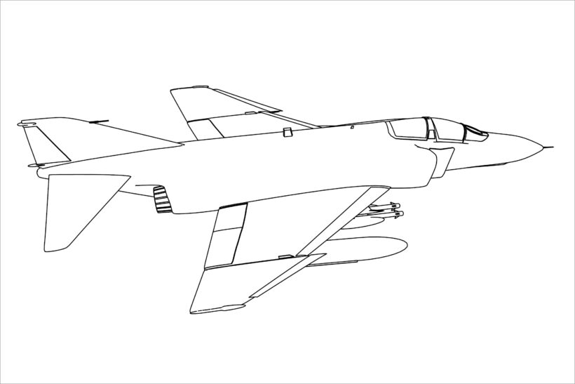 Hình vẽ mẫu máy bay cho bé tập tô