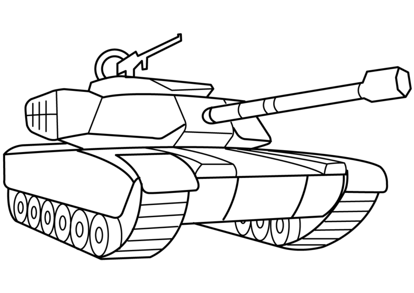 Hình vẽ xe tăng đơn giản cho bé tập tô