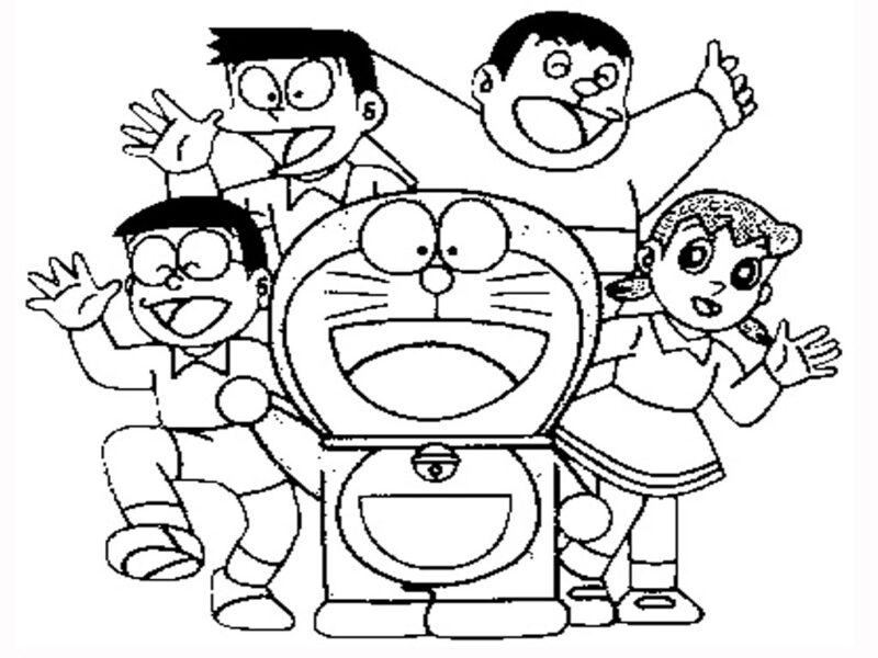 Mẫu hình tô màu nobita và những người bạn thân