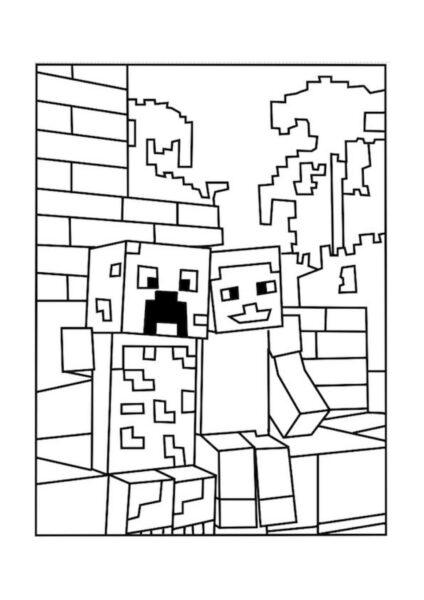 Mẫu tranh tập tô Minecraft cho bé tô màu