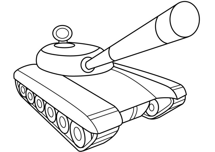 Mẫu vẽ xe tăng đơn giản nhất cho bé tập tô