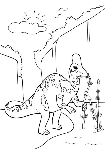 Tranh khủng long đang ăn cây cỏ