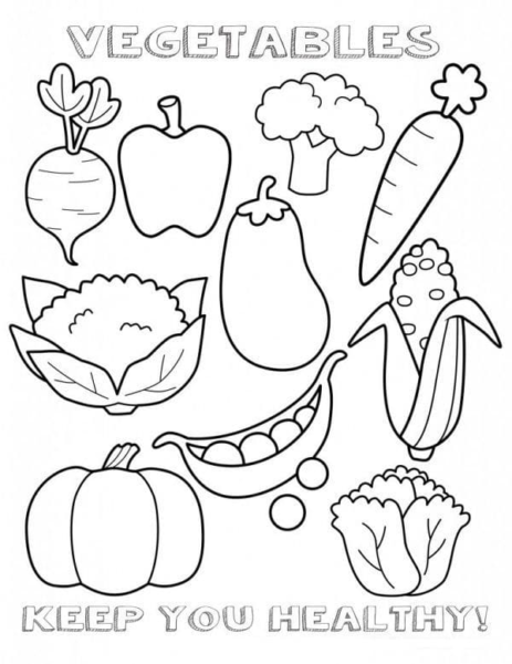 Tranh mẫu các loại rau củ quả cho bé tập tô