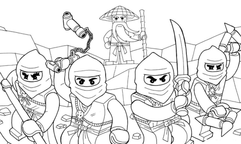 Tranh tô m àu ninjago hình những ninjago và thầy giáo