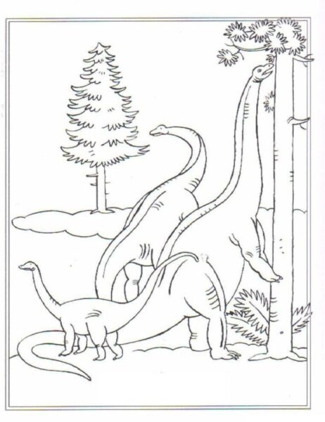 Tranh tô màu ba con khủng long cổ dài