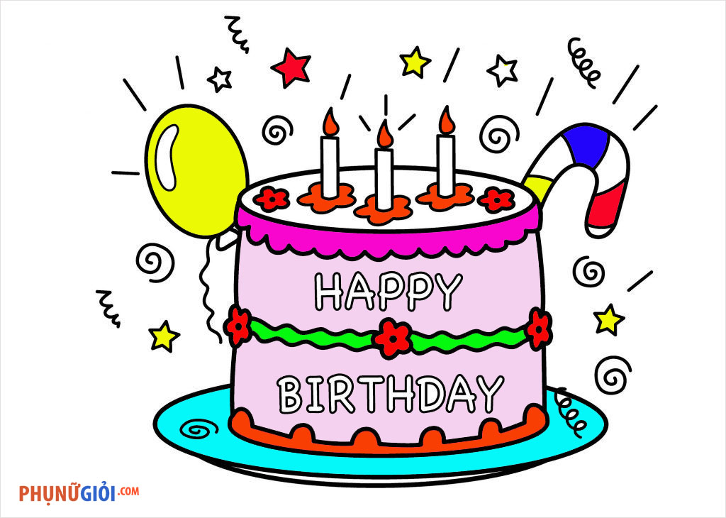 Tô màu bánh sinh nhật  Hướng dẫn tô màu bánh sinh nhật Coloring birthday  cake  YouTube