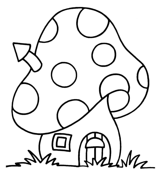 Tranh tô màu cho bé 2 tuổi hình ngôi nhà nấm