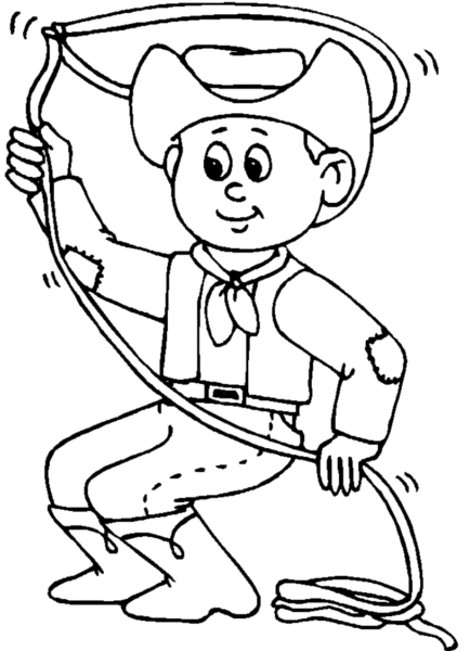 Tranh tô màu cho bé trai hình người thợ săn đang quăng sợi dây
