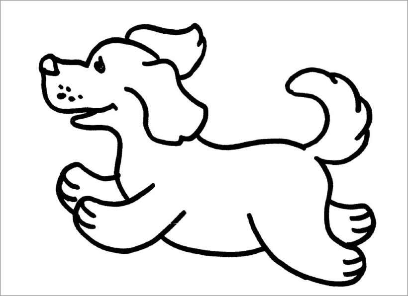 Tranh tô màu con chó hình vẽ đơn giản