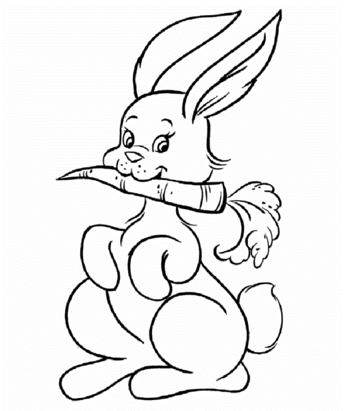 tranh tô màu con thỏ đang gặm củ cà rốt dễ thương