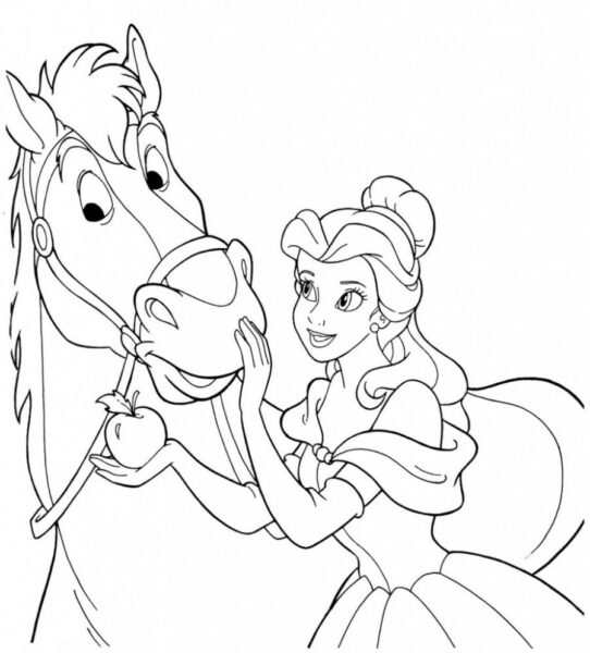 Tranh tô màu công chúa và chú ngựa cho bé gái 7 tuổi