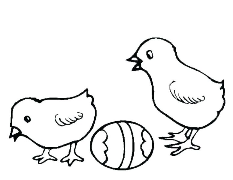 Tranh tô màu hai chú gà con và quả trứng