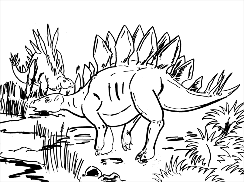 Tranh tô màu hai con khủng long