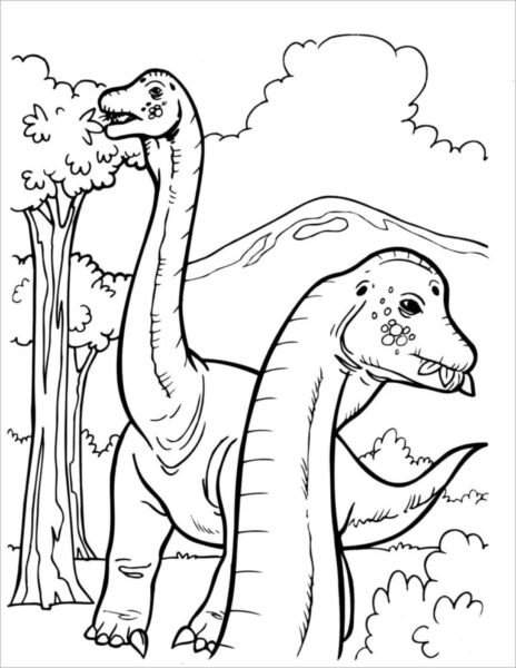 Tranh tô màu hai con khủng long cổ dài