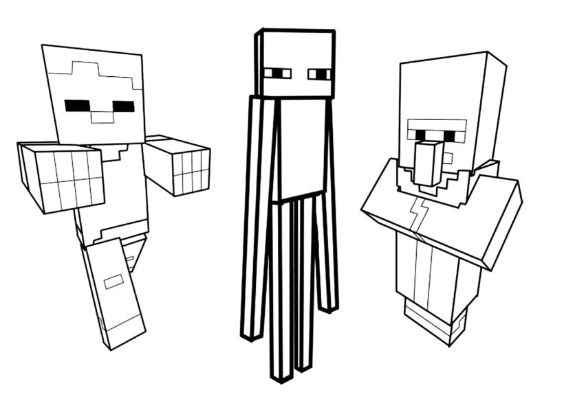 Tranh tô màu Minecraft hình ảnh những nhân vật trong trò chơi