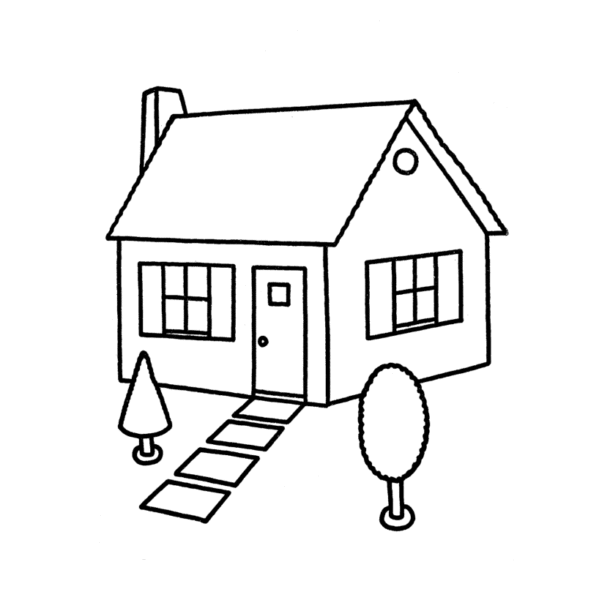 Tranh tô màu ngôi nhà đơn giản cho bé 4 tuổi tập tô