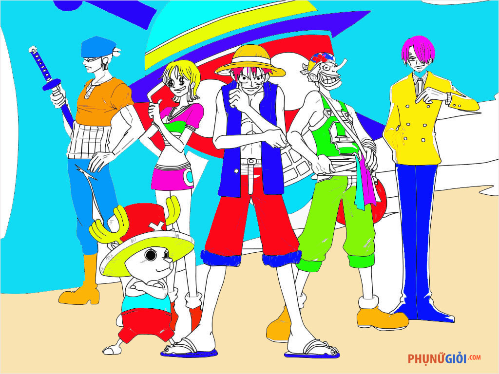 Tranh tô màu One Piece thuyền trưởng mũ rơm cho bé  Trường Tiểu học Thủ Lệ