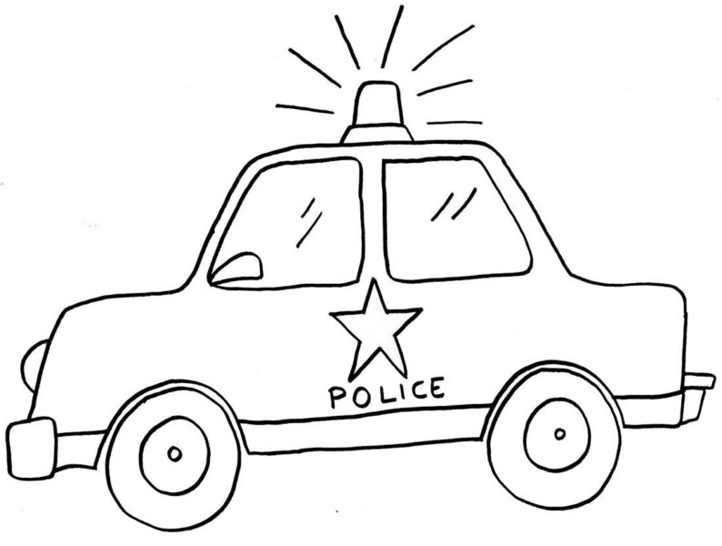 Tranh tô màu xe cảnh sát đơn giản nhất cho bé tập tô