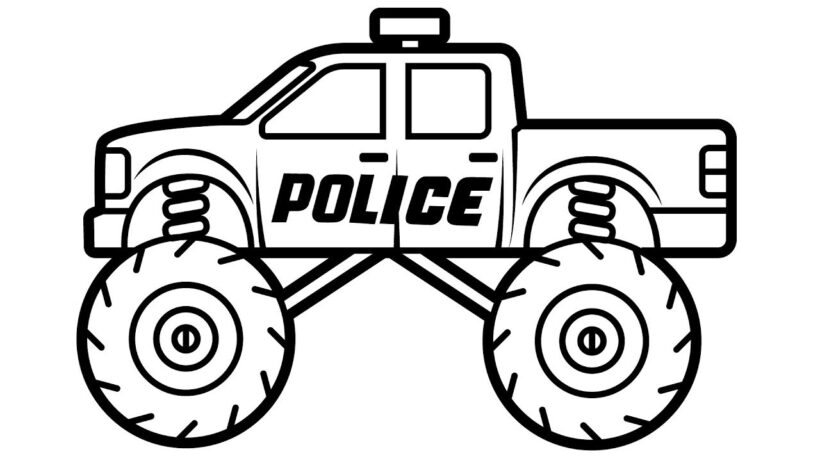 Tranh tô màu xe cảnh sát quái xế