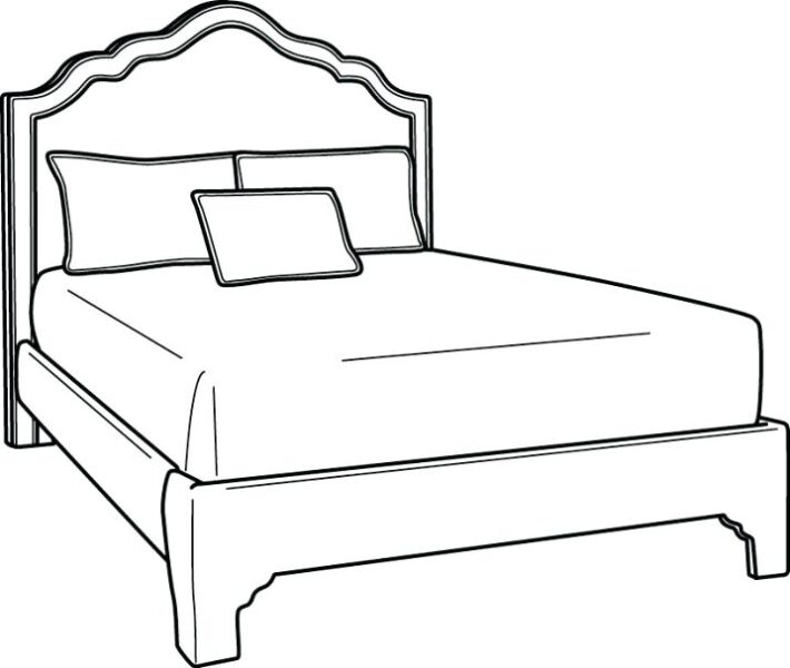 Tranh vẽ chưa tô màu chiếc giường ngủ của gia đình