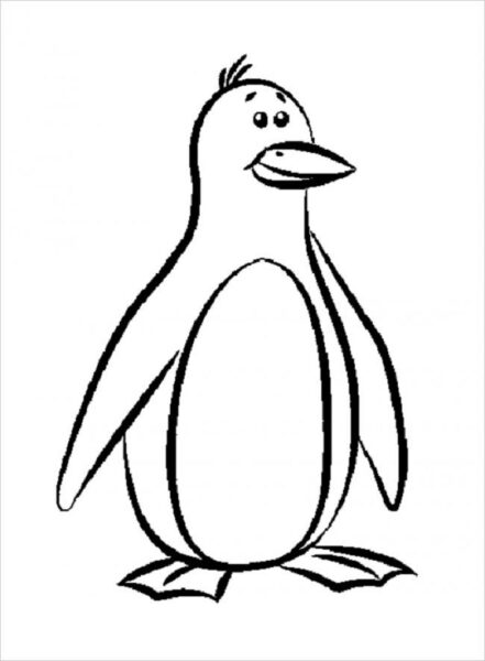 Tranh vẽ chưa tô màu con chim cánh cụt cho bé 2 tuổi