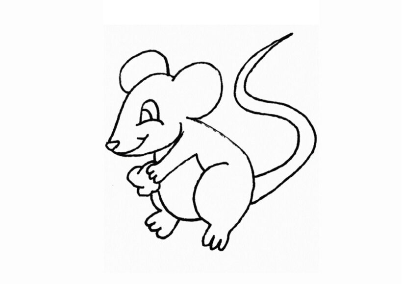 Tranh vẽ chưa tô màu con chuột cho bé 2 tuổi