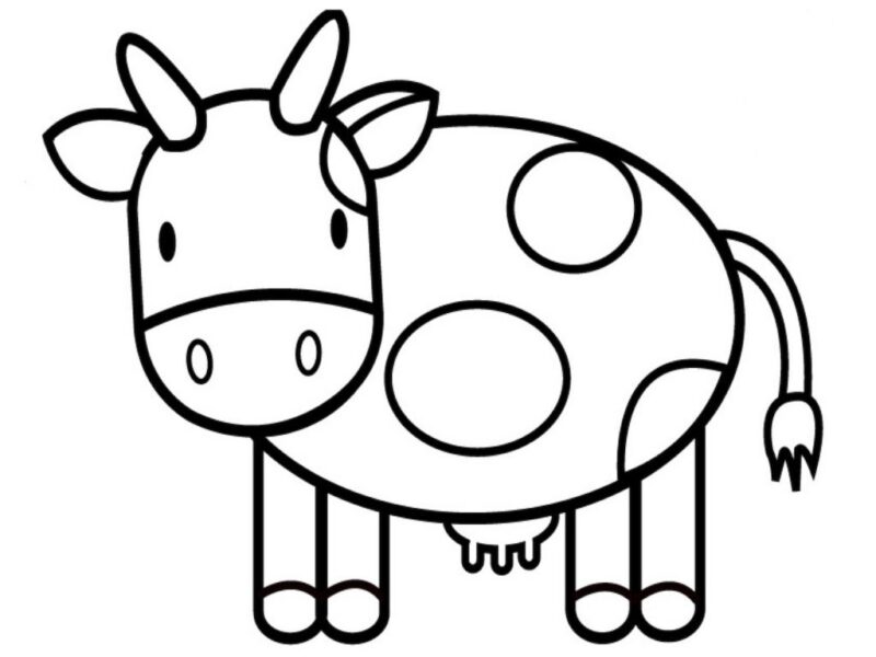Tranh vẽ đen trắng con bò sữa cho bé 2 tuổi tập tô