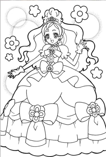Tranh vẽ đen trắng công chúa chibi xinh đẹp cho bé gái 7 tuổi