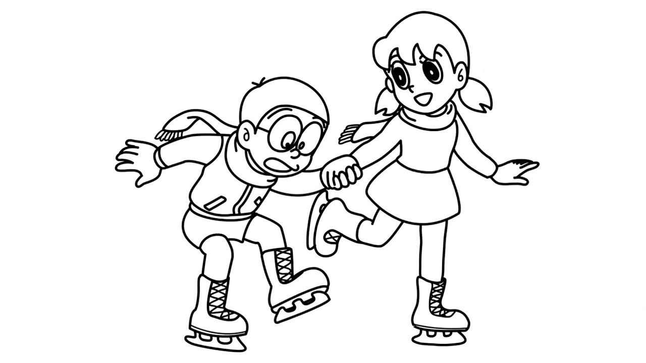 Tranh tô màu nobita và những người bạn đẹp, dễ thương nhất cho bé