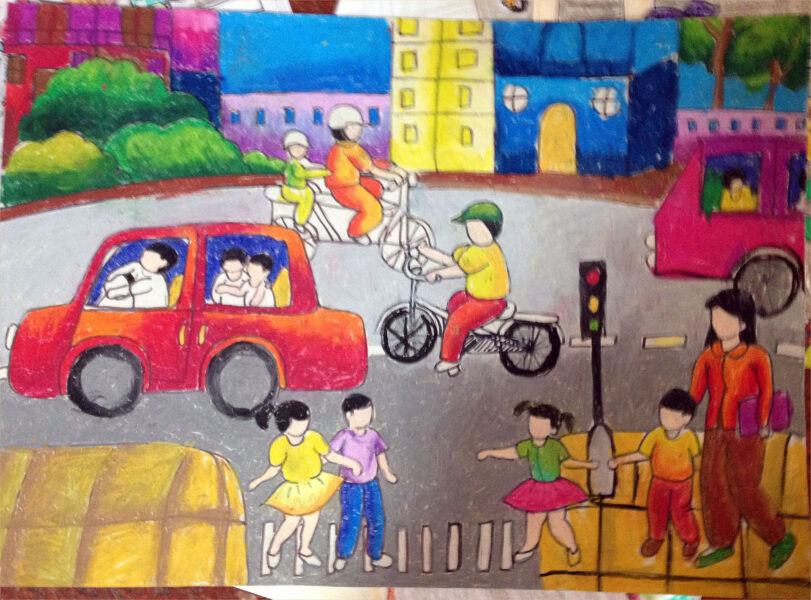 Vẽ tranh về đề tài an toàn giao thông cho học sinh