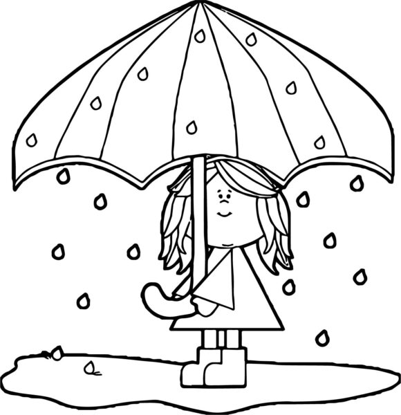 umbrella coloring pages for kids Best of April Shower Girl Umbrella Coloring Page