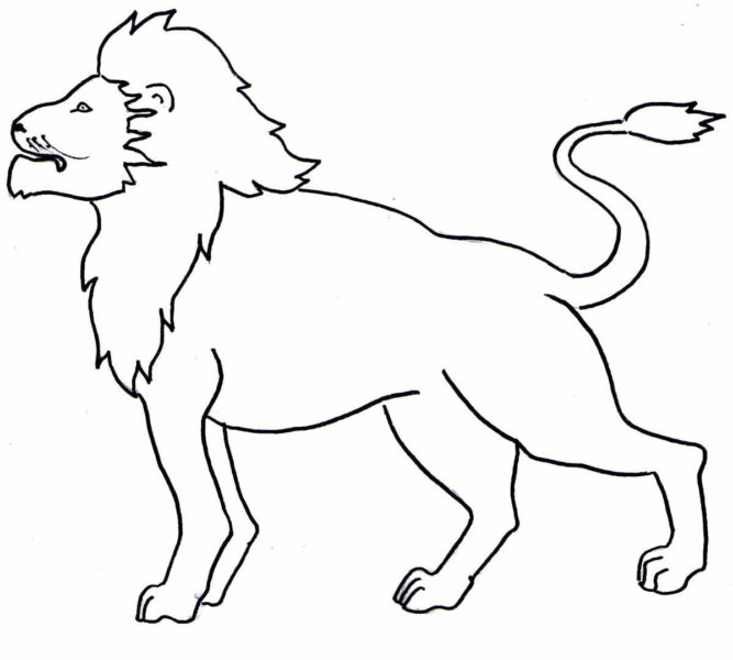 Ảnh vẽ đơn giản sư tử cho bé tô màu