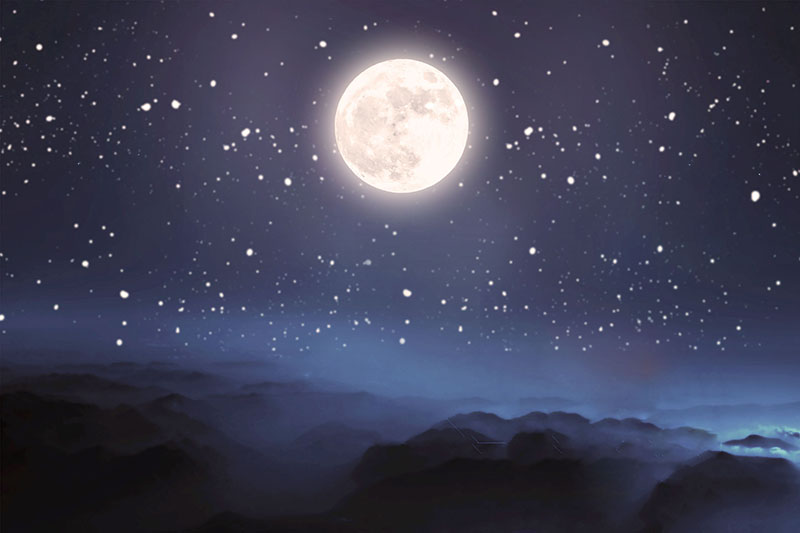 hình ảnh bầu trời đêm trăng sao lung linh
