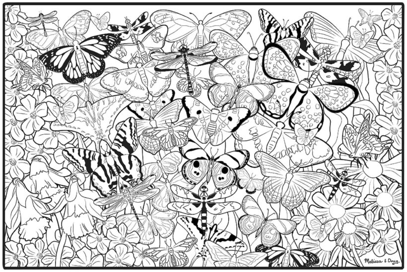 Hình ảnh những con bươm bướm hoa dành cho người lớn tô màu