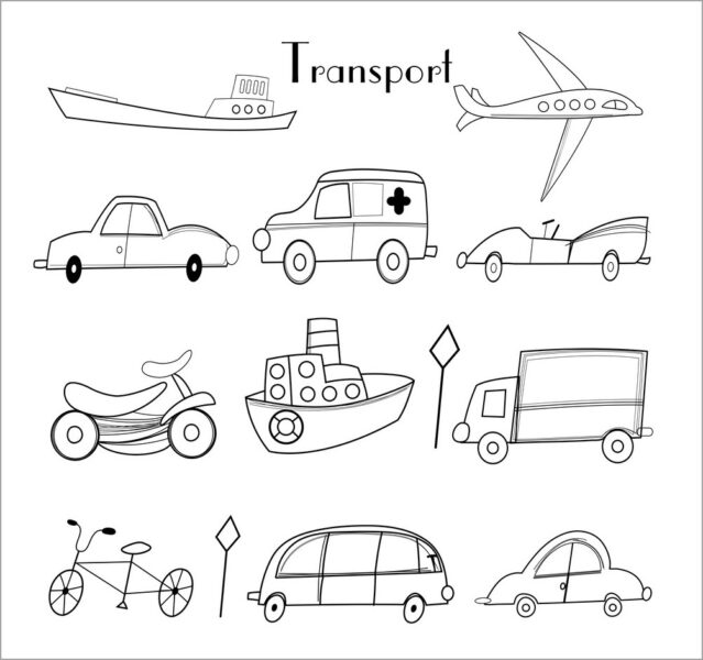 Hình ảnh tô màu phương tiện giao thông cho bé tập tô