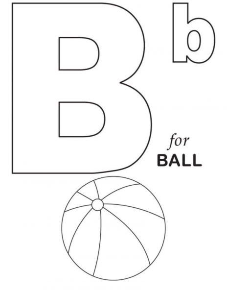 Hình chữ b và quả bóng cho bé tập tô chữ b