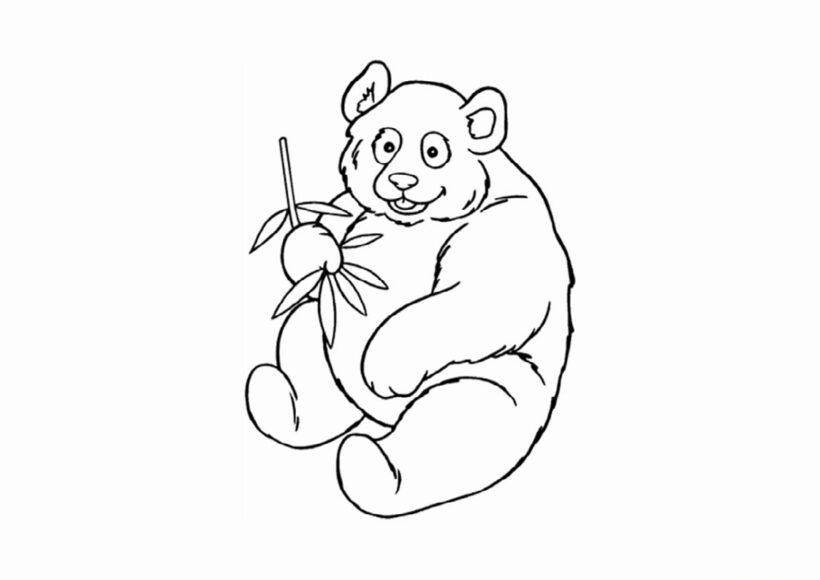 Hình con gấu cầm cành trúc