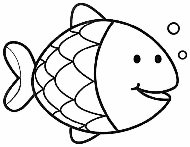 Hình vẽ cá vàng đơn giản cho bé tập tô