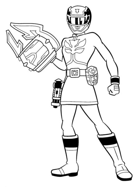 Hình vẽ chưa tô màu siêu nhân gao cầm vũ khí chiến đấu
