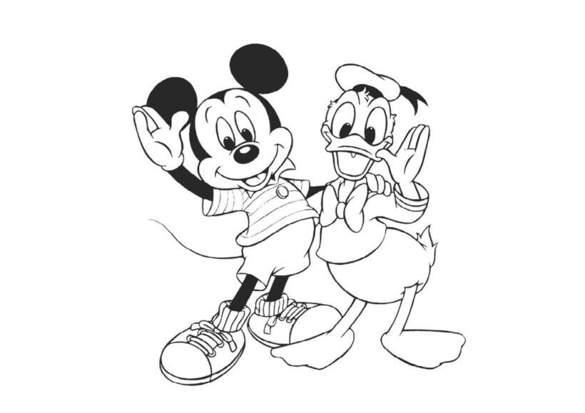 Hình vẽ chuột Mickey và vịt Donal