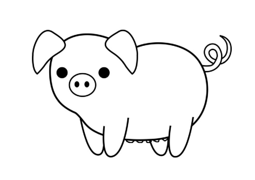 Hình vẽ con lợn đơn giản cho bé tập tô