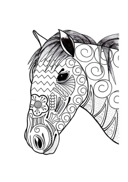 Hình vẽ con ngựa có nhiều hoạ tiết đẹp