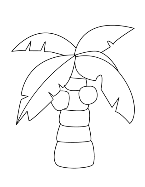 Hình vẽ đơn giản cây dừa cho bé tập tô